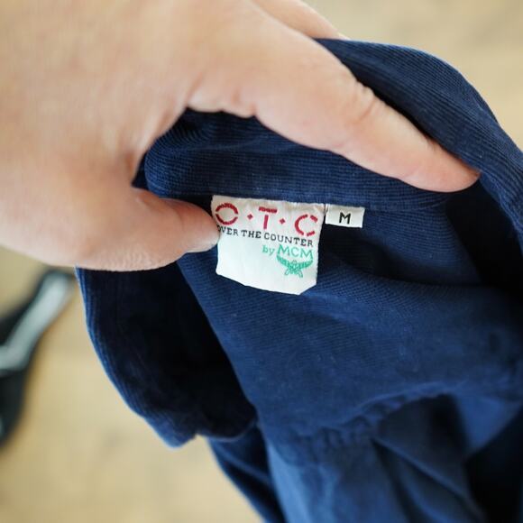 VTG OTC Over-the-Counter by MCM Crop Womens Medium Blue Corduroy Flap Pockets - Picture 8 of 10